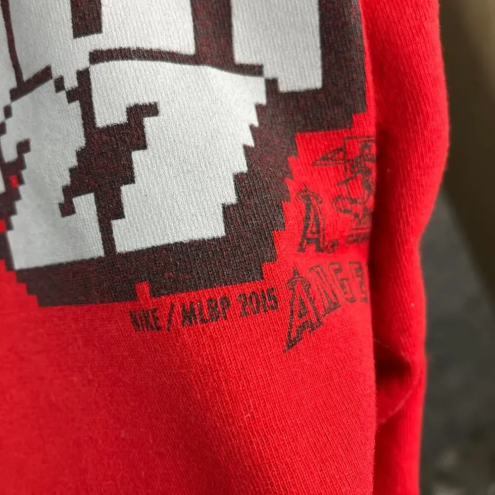 Nike Mike‎ Trout T-Shirt Mens Large Red Angels MLB Graphic Athletic Crewneck Tee